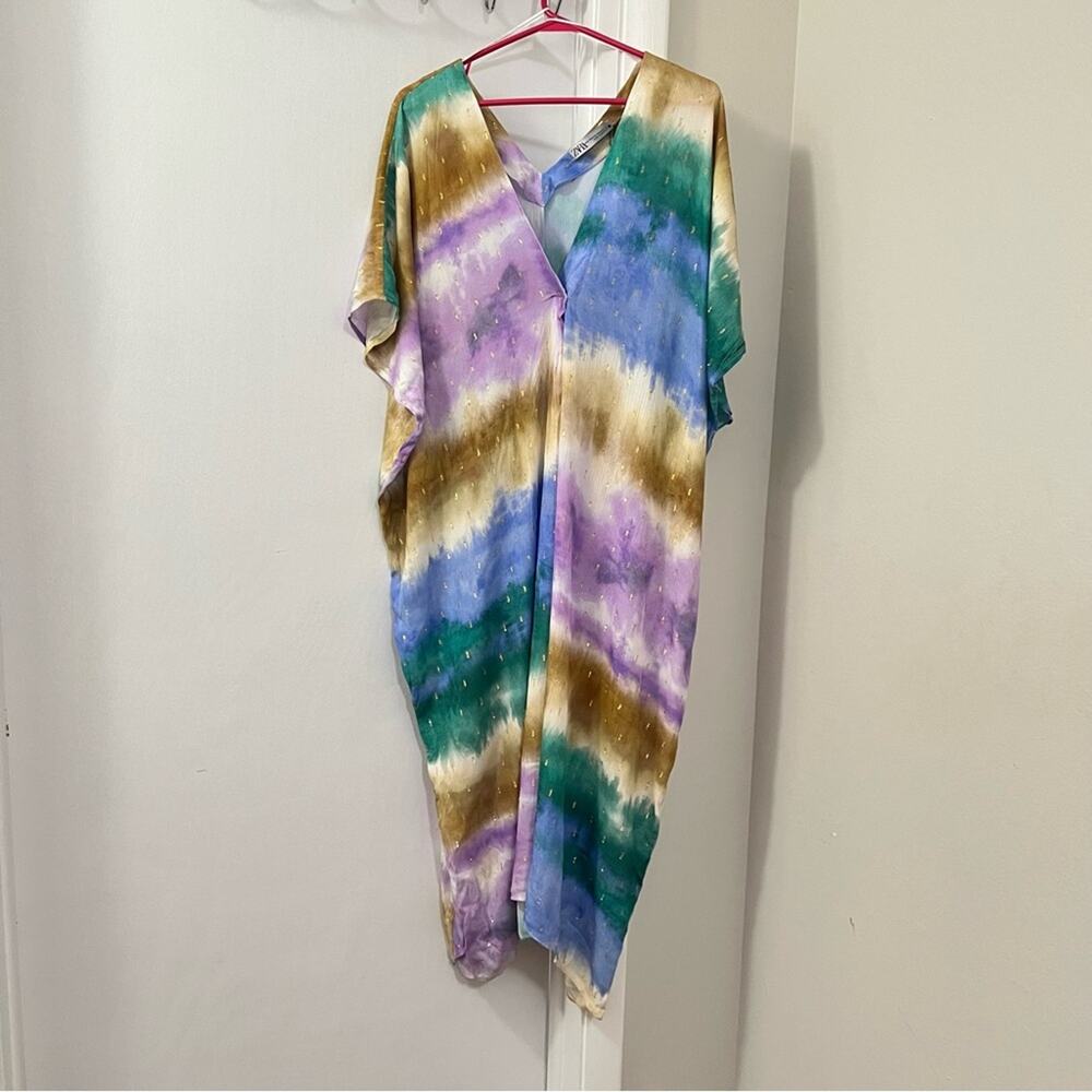 Zara Multi Colored TIE DYE TUNIC DRESS Size XL - XXL - Picture 11 of 14